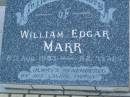
William Edgar MARR,
died 8 Aug 1983 aged 82 years;
Polson Cemetery, Hervey Bay
