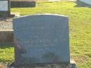 Joseph Nehemiah ALCOCK, died 8 June 1949 aged 76 years; Florence Gertrude ALCOCK, died 9 June 1959 aged 76 years; Polson Cemetery, Hervey Bay 
