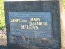 James MCLEAN, died 24 Sept 1951 aged 71 years; Mary Elizabeth MCLEAN, died 24 Aug 1972 aged 96 years; Polson Cemetery, Hervey Bay 