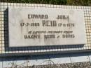 
Edward John REID,
17-7-1908 - 17-11-1970,
remembered by Dagny, Herb & Doris;
Polson Cemetery, Hervey Bay
