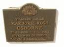 Marjorie Rose OSBORNE, 20-12-1920 - 7-11-2003, wife of Dennis; Polson Cemetery, Hervey Bay 