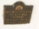 Phyllis Mae HOWARD, died 10-4-2001 aged 84 years; Polson Cemetery, Hervey Bay 