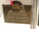 
Joseph MARSDEN,
died 13-10-1991 aged 78 years;
Polson Cemetery, Hervey Bay
