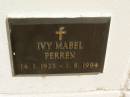 
Ivy Mabel PERREN,
14-1-1923 - 1-8-1994;
Polson Cemetery, Hervey Bay
