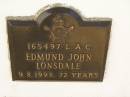 Edmund John LONSDALE, died 9-8-1998 aged 72 years; Polson Cemetery, Hervey Bay 