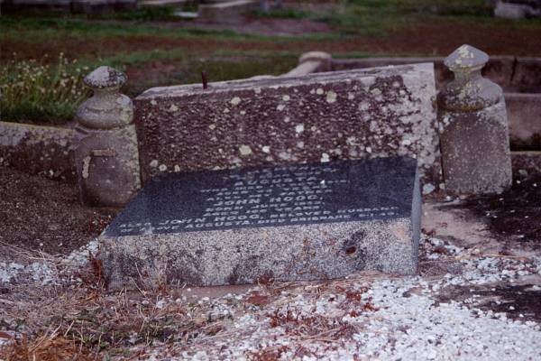 John HOOG  | d: Brisbane 9 Jan 1940  |   | his wife  | Augusta (HOOG)  | d: 1 Oct 1918 aged 53  |   | his father  | John HOOG  | b: Jun 1833  | d: aged 100  |   | South Rockhamption Cemetery  | 