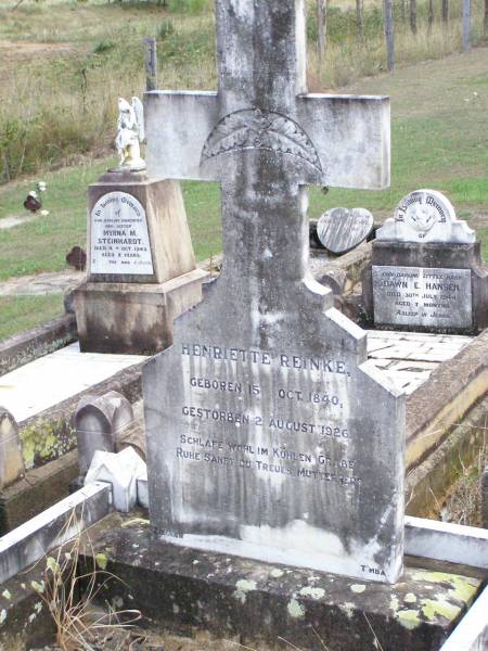 Henriette REINKE,  | born 15 Oct 1840 died 2 Aug 1926;  | Ropeley Immanuel Lutheran cemetery, Gatton Shire  | 