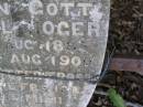 
Wilhelm Paul HOGER,
born 13 Aug 1889? died 5? Aug 1900;
Ropeley Scandinavian Lutheran cemetery, Gatton Shire

