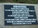 
Margaret COYNE,
born 29 May 1860 died 24 Dec 1901;
William COYNE,
born Kilkenny Ireland
died 27 July 1937 aged 82 years;
Mary COYNE,
born 25 Sept 1881 died 13 May 1932;
new born & infant COYNE;
Rosevale St Patricks Catholic cemetery, Boonah Shire
