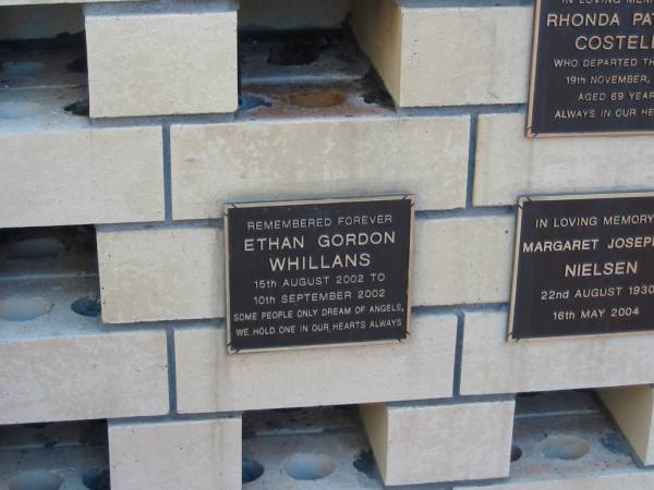 Ethan Gordon WHILLANS  | 15 Aug 2002 to 10 Sep 2002  |   | Sacred Heart Catholic columbarium, Sandgate, Brisbane  |   | 
