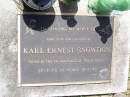 
Karl Ernest SNOWDON,
son brother,
27-7-73 - 21-1-99 aged 25 years;
Samsonvale Cemetery, Pine Rivers Shire
