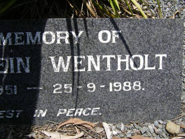 Maria Antonia WENTHOLT,  | 10-10-1920 - 20-5-1966;  | Piet Hein WENTHOLT,  | 19-5-1951 - 25-9-1988;  | Samsonvale Cemetery, Pine Rivers Shire  | 