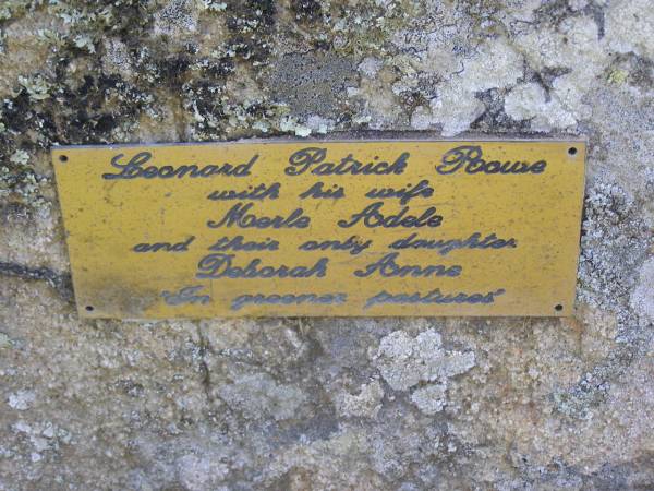 Leonard Patrick POOWE;  | Merle Adele,  | wife;  | Deborah Anne,  | daughter;  | Samsonvale Cemetery, Pine Rivers Shire  | 
