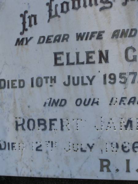 Ellen GIRVAN,  | wife mother,  | died 10 July 1957 aged 63 years;  | Robert James GIRVAN,  | father,  | died 12 July 1966 aged 75 years;  | Bald Hills (Sandgate) cemetery, Brisbane  | 