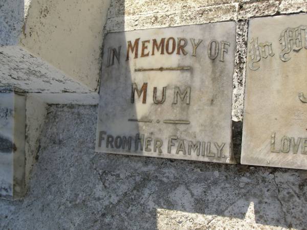 John H. JONES,  | son brother,  | accidentally drowned Virginia  | 7 Oct 1929 aged 12 years;  | Flo,  | love from Stan & John;  | Dad,  | from Mum, Marc & Jack;  | Marcia;  | Mum;  | Jess,  | love from Alf;  | Bald Hills (Sandgate) cemetery, Brisbane  |   | 