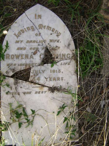 Rowena CUMMING?,  | died July 1915 aged 54 years;  | Bald Hills (Sandgate) cemetery, Brisbane  | 