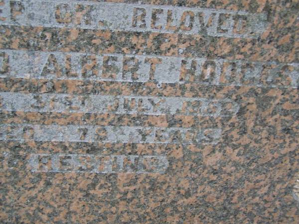 Clara Gertrude HODGES,  | died 7 May 1949 aged 69 years;  | Alfred Albert HODGES,  | died 31 July 1952? aged 79 years;  | Bald Hills (Sandgate) cemetery, Brisbane  |   | 