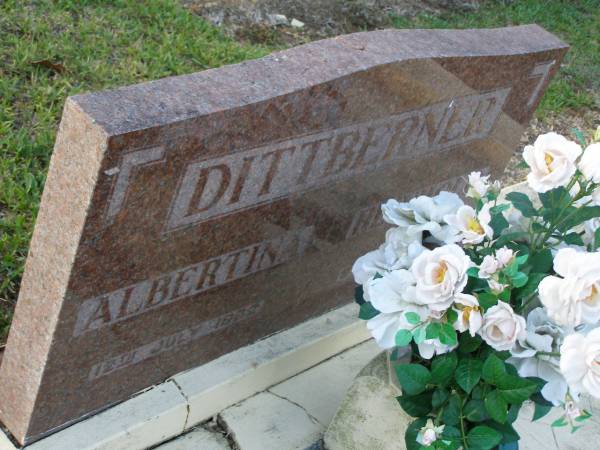 Albertina DITTBERNER,  | died 12 July 1962;  | Reinhold DITTBERNER,  | died 24 Jan 1958;  | Fay L. NILSSON,  | died 6-2-1976 aged 46 years;  | Bald Hills (Sandgate) cemetery, Brisbane  | 