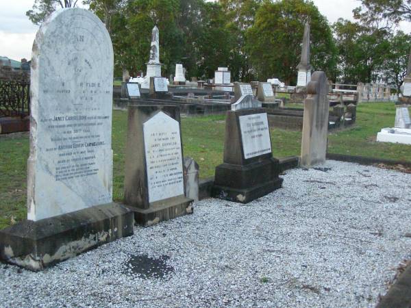 James CARSELDINE,  | died 2 March 1902 aged 57 years;  | Janet CARSELDINE,  | wife,  | died 28 Dec 1907 in 59th year;  | Arthur Edwin CARSELDINE,  | died 14 July 1908 aged 21 years 2 months;  | Eva CARSELDINE,  | sister,  | died 25 July 1942 aged 61 years;  | Mary Ann CARSELDINE,  | born 6 June 1812,  | died 18 Sept 1880 aged 68 years;  | William CARSELDINE,  | died 6 July 1886 aged 70 years;  | Bald Hills (Sandgate) cemetery, Brisbane  |   | 