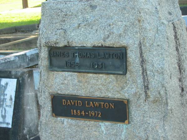 James Thomas LAWTON,  | 1856 - 1931;  | David LAWTON,  | 1884 - 1972;  | Bald Hills (Sandgate) cemetery, Brisbane  | 