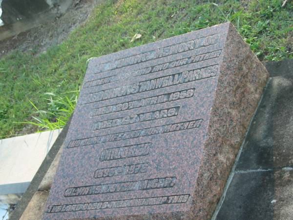 Frederick Stanwell PARKES,  | husband father,  | died 20 April 1958 aged 67 years;  | Mildred,  | wife mother,  | 1896 - 1976;  | Bald Hills (Sandgate) cemetery, Brisbane  | 