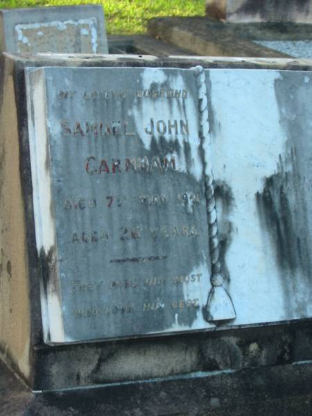 Samuel John GARNHAM,  | husband,  | died 7 May 1941 aged 26 years;  | Bald Hills (Sandgate) cemetery, Brisbane  | 