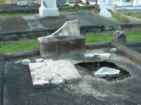 [broken headstone, Alfred LISTER, died 1920]  | aged 67 years;  | Eliza Jane LISTER,  | wife,  | died 26 July 1938 aged 62 years;  | Bald Hills (Sandgate) cemetery, Brisbane  | 