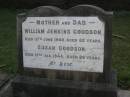 
William Jenkins GOODSON,
dad,
died 12 June 1940 aged 82 years;
Susan GOODSON,
mother,
died 15 Jan 1944 aged 86 years;
Bald Hills (Sandgate) cemetery, Brisbane
