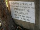 
Frederick M. PRACKERT,
husband, father of Ted,
died 7 May 1940 aged 56 years;
Bald Hills (Sandgate) cemetery, Brisbane
