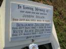 
Joseph ZELLER,
son brother,
died 26 Aug 1955 aged 19 years;
Benjamin ZELLER,
pop,
died 25 Sept 1982 aged 74 years;
Ruth Alice ZELLER,
nana,
died 11 March 1985 aged 71 years;
Bald Hills (Sandgate) cemetery, Brisbane
