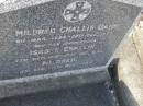 
Mildred Challis DANN,
8 Mar 1868 - 28? Dec 1937;
Isabel Challis,
daughter,
23 Dec 1901 - 27 Sept 1932;
Mildred,
daughter,
11 Sept - 11? Nov 1908;
Bald Hills (Sandgate) cemetery, Brisbane
