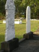 
Hermann FEUERRIEGEL,
died 3 Feb 1910 aged 61 years;
George,
son,
killed in action France 12 Oct 1917 aged 33 years;
Anna Bertha,
wife of F.W.H. FEUERRIEGEL,
born Nundah 29 May 1860,
died 27 Nov 1932;
Adolph FEUERRIEGEL,
born 11 Jan 1822,
died 16 March 1894;
Charlotte FEUERRIEGEL,
born 4 Oct 1823,
died 24 Oct 1899;
Bald Hills (Sandgate) cemetery, Brisbane

