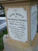 
Julia PEPPLER,
wife mother,
born Hagenow Germany 5 May 1857,
died 27 Aug 1927;
Eric Amadeus Frederick,
husband of Fanny Julia TIDD,
father of Norma,
born Kogarah NSW 16 March 1892,
accidentally killed 15 April 1927;
Arthur CORTEN,
??? of Paul & Julia PEPPLER,
born 19 Sept 1914,
died 18 Feb 1918;
Bald Hills (Sandgate) cemetery, Brisbane
