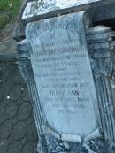 
Arthur BARTHOLOMEW,
husband,
died 27 March 1930 aged 76 years;
Mary Ann,
wife,
died 16 April 1945 aged 90 years;
Bald Hills (Sandgate) cemetery, Brisbane
