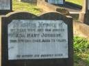 
Ada Mary JOHNSON,
wife mother,
died 2 Dec 1945 aged 73 years;
Bald Hills (Sandgate) cemetery, Brisbane
