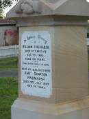 
William HINDMARSH,
died Sangdate 7 Aug 1922 aged 69 years;
Amy Shapton HINDMARSH,
died 15 July 1943 aged 92 years;
Bald Hills (Sandgate) cemetery, Brisbane
