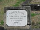 
William Robert Brown
died 15 May 1943 aged 79

Sherwood (Anglican) Cemetery, Brisbane
