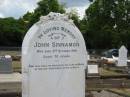 John Sinnamon died 8 October 1914 aged 70  Sherwood (Anglican) Cemetery, Brisbane 