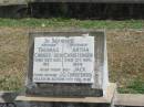 
Thomas Christensen
died 28 Aug 1924
Martha CHRISTENSEN
died 12 Nov 1939
their boy
J.G. CHRISTENSEN
killed in action 14 Feb 1942

Sherwood (Anglican) Cemetery, Brisbane

