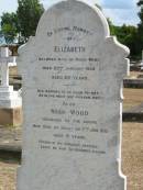 
Elizabeth
wife of Noah WOOD
22 Jan 1923 aged 82,
Noah WOOD
died at Oxley
7 Jun 1932 aged 91

Sherwood (Anglican) Cemetery, Brisbane

