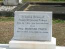 Frank Desmond POWER 30 Oct 1930 aged 56, Inez Browning POWER 1 Nov 1945 aged 65  Sherwood (Anglican) Cemetery, Brisbane  