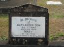 
Alexander DOW
24-7-1942 
wife
Mary
20-12-1940

Sherwood (Anglican) Cemetery, Brisbane

