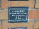 
Rosa Gwynneth YOUNG
12-9-81
95 yrs

Sherwood (Anglican) Cemetery, Brisbane
