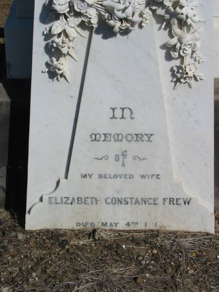 Elizabeth Constance Frew  | may 4 1915  | Anglican Cemetery, Sherwood.  |   |   | 