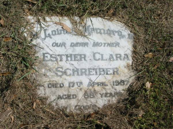 Esther Clara Schreiber  | 17 Apr 1987 aged 88  |   | Sherwood (Anglican) Cemetery, Brisbane  | 