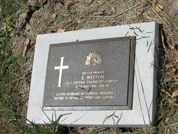 E Weston  | 25 May 2004 aged 89  |   | Sherwood (Anglican) Cemetery, Brisbane  | 