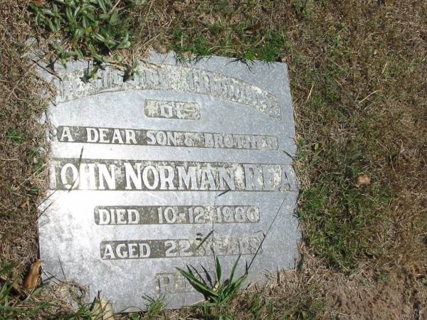 John Norman Rea  | died 10-12-1980 aged 22 years  |   | Sherwood (Anglican) Cemetery, Brisbane  | 