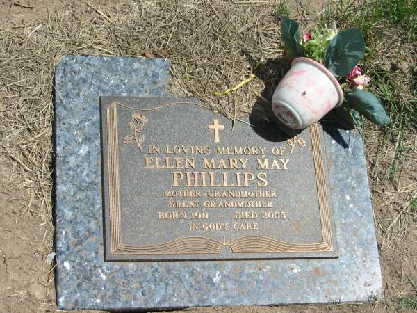 Ellen Mary May Phillips  | 1911 - 2003  |   | Sherwood (Anglican) Cemetery, Brisbane  | 