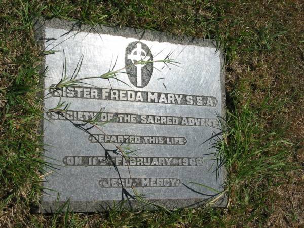 Sister Freda Mary  | 11 Feb 1968  |   | Sherwood (Anglican) Cemetery, Brisbane  | 