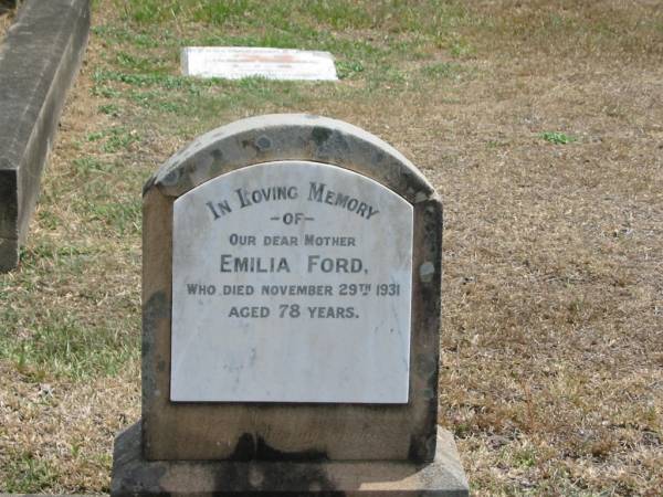 Emilia FORD  | Nov 29 1931 aged 78  |   | Sherwood (Anglican) Cemetery, Brisbane  |   | 
